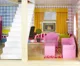 Casuta de papusi din lemn Bino cu mobilier (17 accesorii), 60x90x30 cm