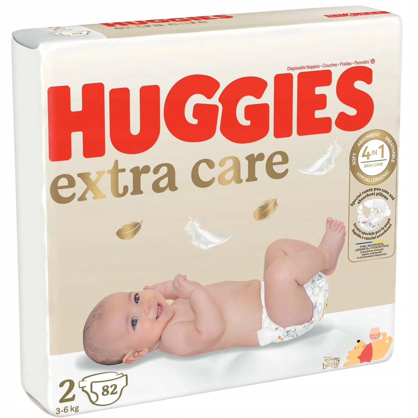Подгузники Huggies Extra Care Mega 2 (3-6 кг), 82 шт.