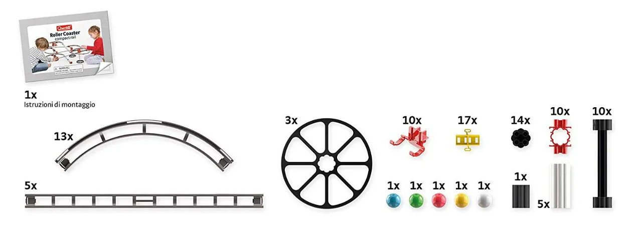 Set de joaca Quercetti Traseu Roller Coaster, 94 el.