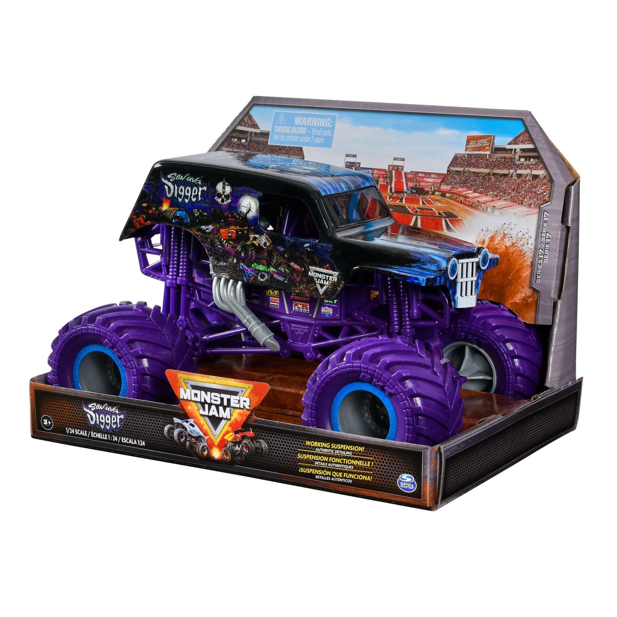 Металлическая машинка Monster Jam с большими колесами, 1:24