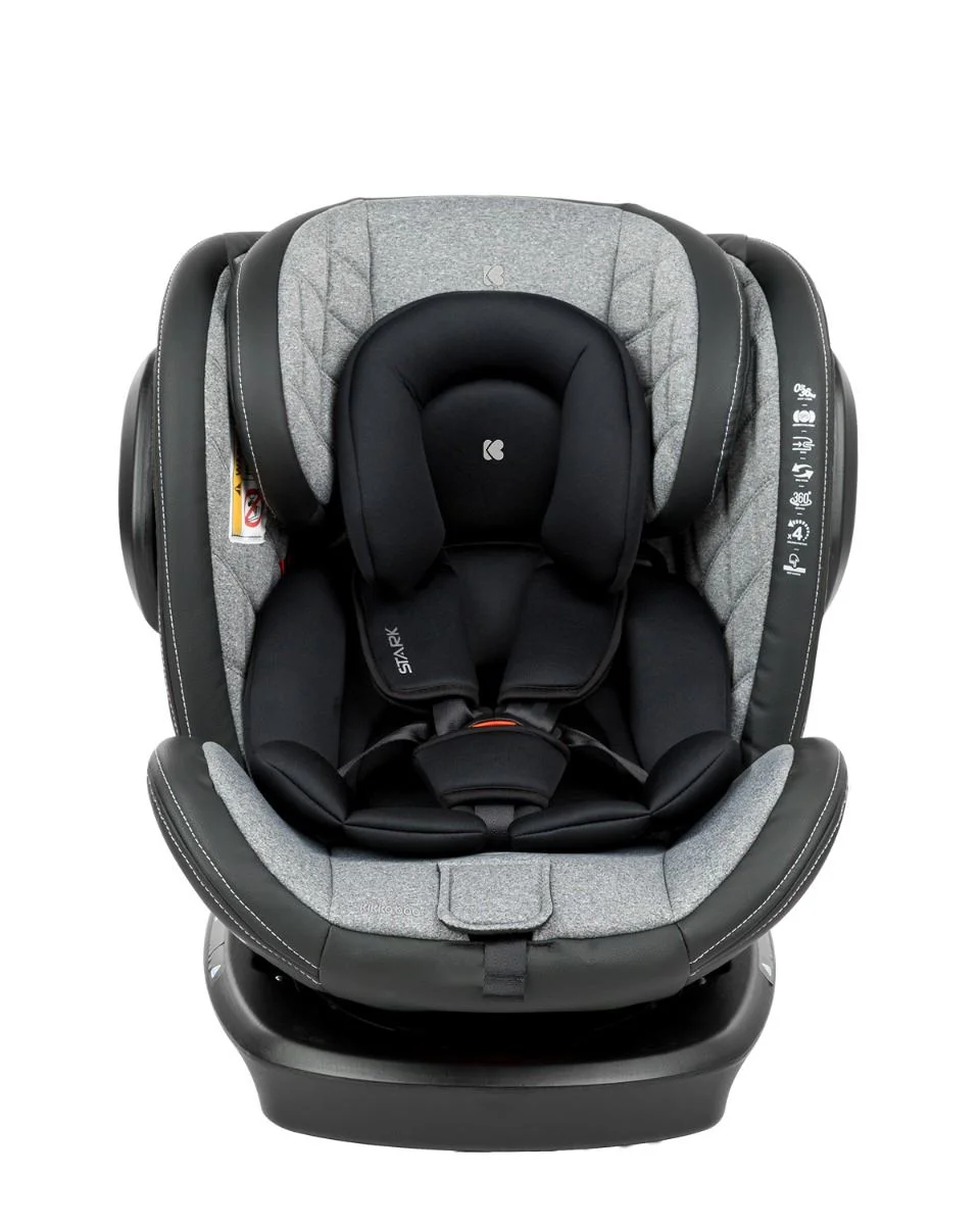 Scaun auto rotativ cu isofix KikkaBoo Stark Light Grey 0-36 kg foto
