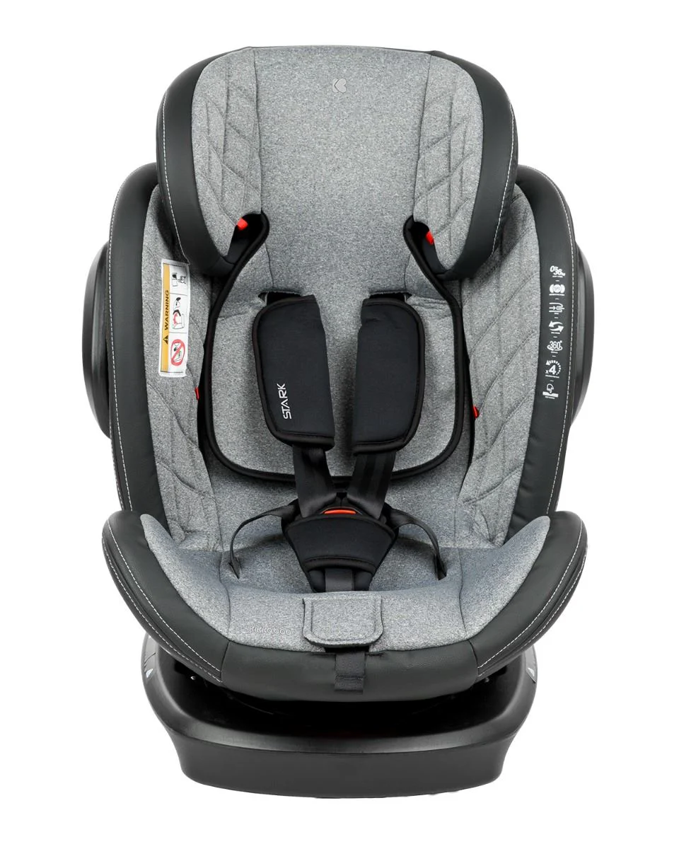 Scaun auto rotativ cu isofix KikkaBoo Stark Light Grey 0-36 kg foto