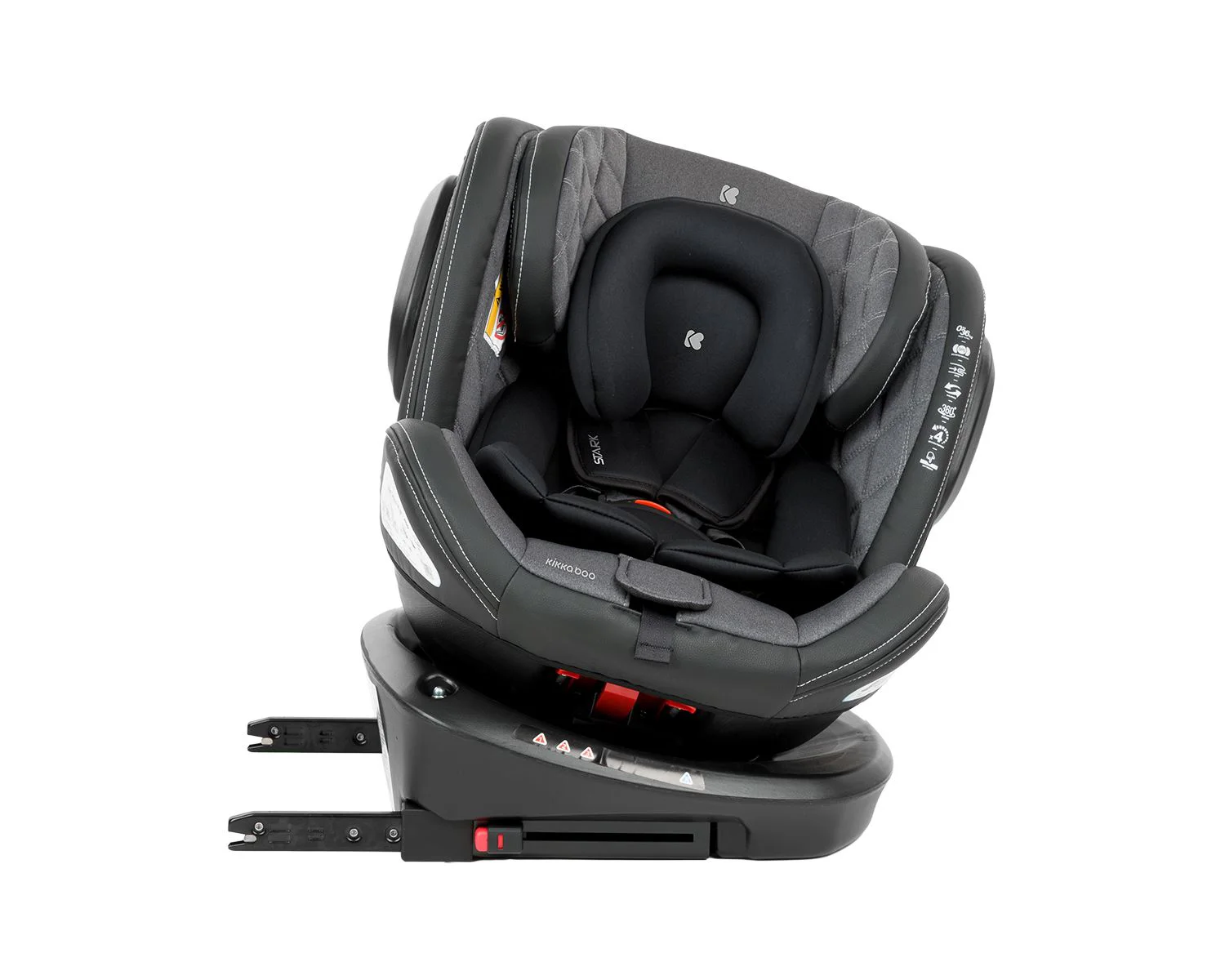 Scaun auto rotativ cu isofix KikkaBoo Stark Dark Grey 0-36 kg