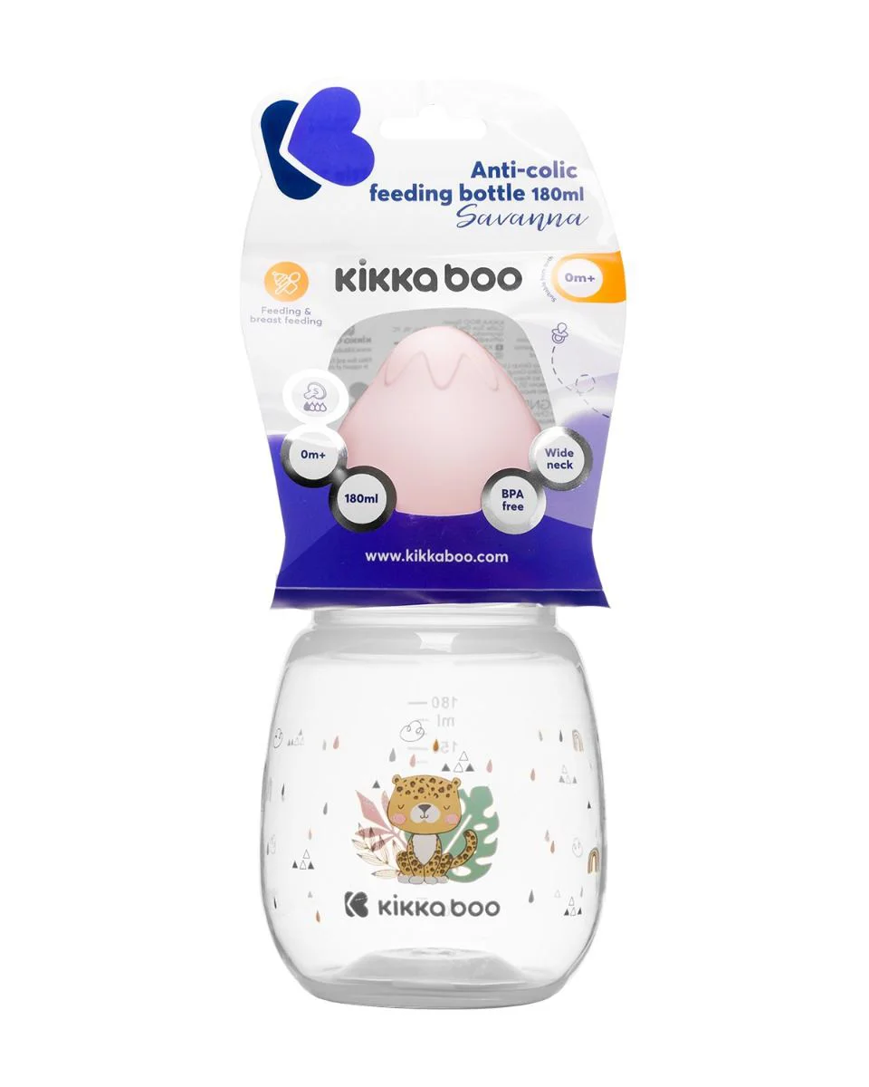 Бутылочка с широким горлышком KikkaBoo Savanna Pink, 180 мл