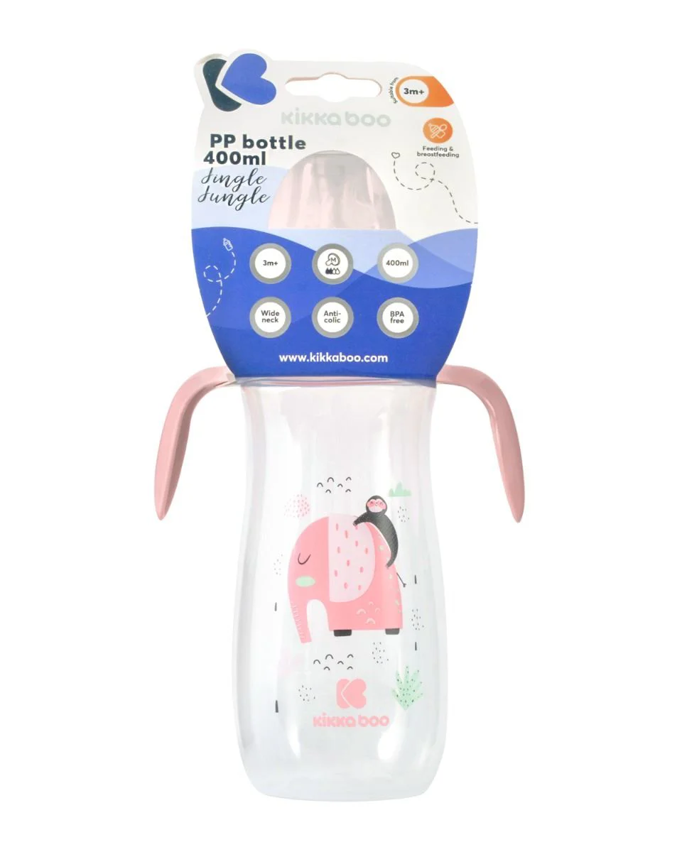Бутылочка с ручками KikkaBoo Jingle Jungle Pink, 400 мл