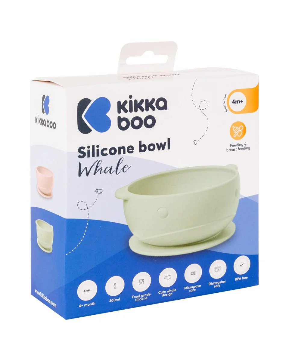 Силиконовая миска на присоске KikkaBoo Whale Mint