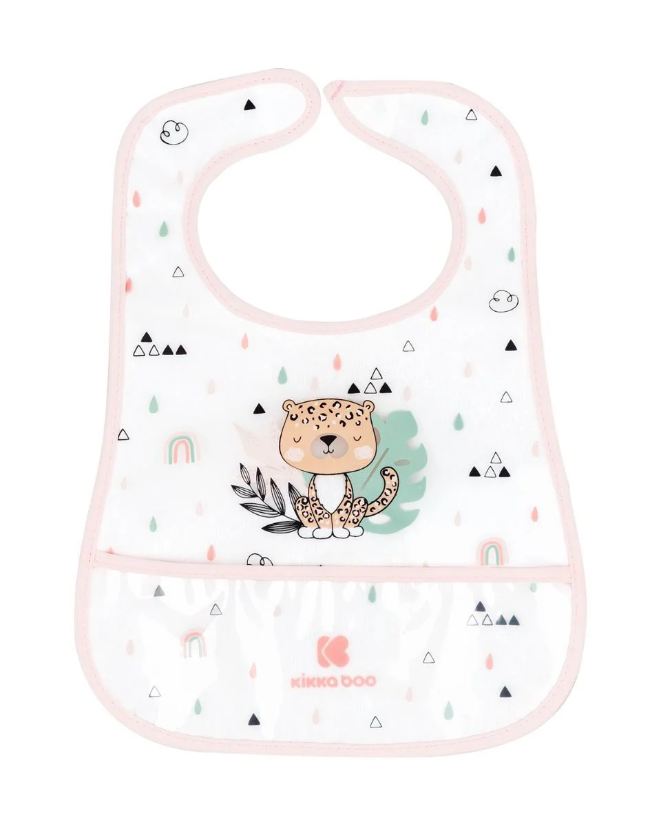 Set 3 bavete cu buzunar KikkaBoo Savanna Pink foto