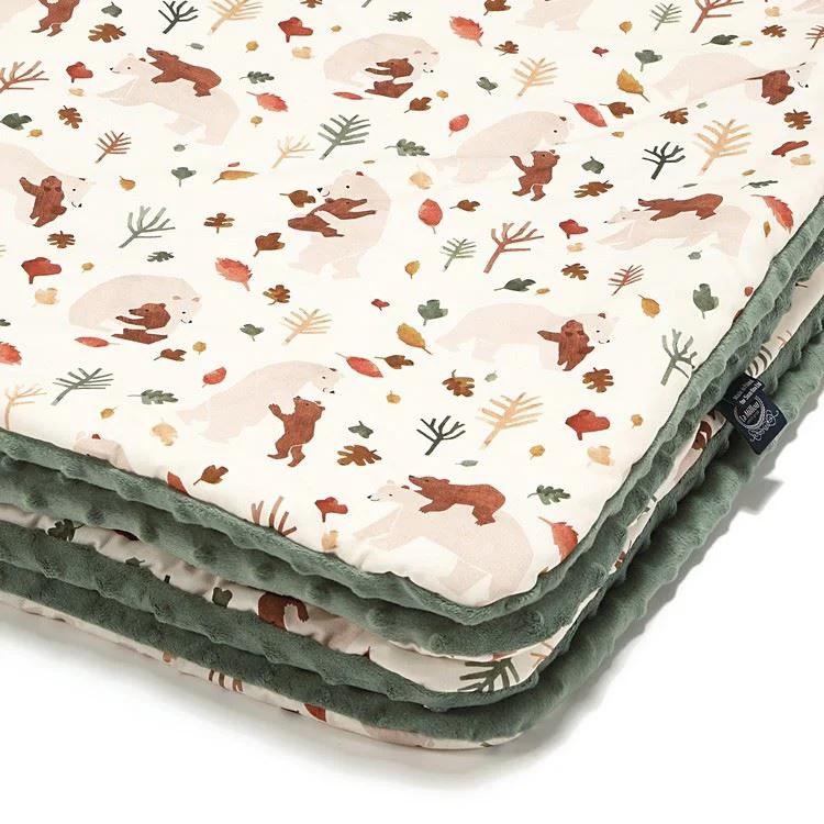 Plapuma din bumbac La Millou Minky - Hug Me - Khaki, 110x140 cm foto