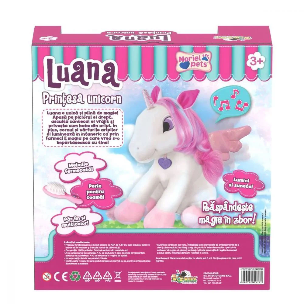 Jucarie de plus Noriel Pets Luana Printesa unicorn foto