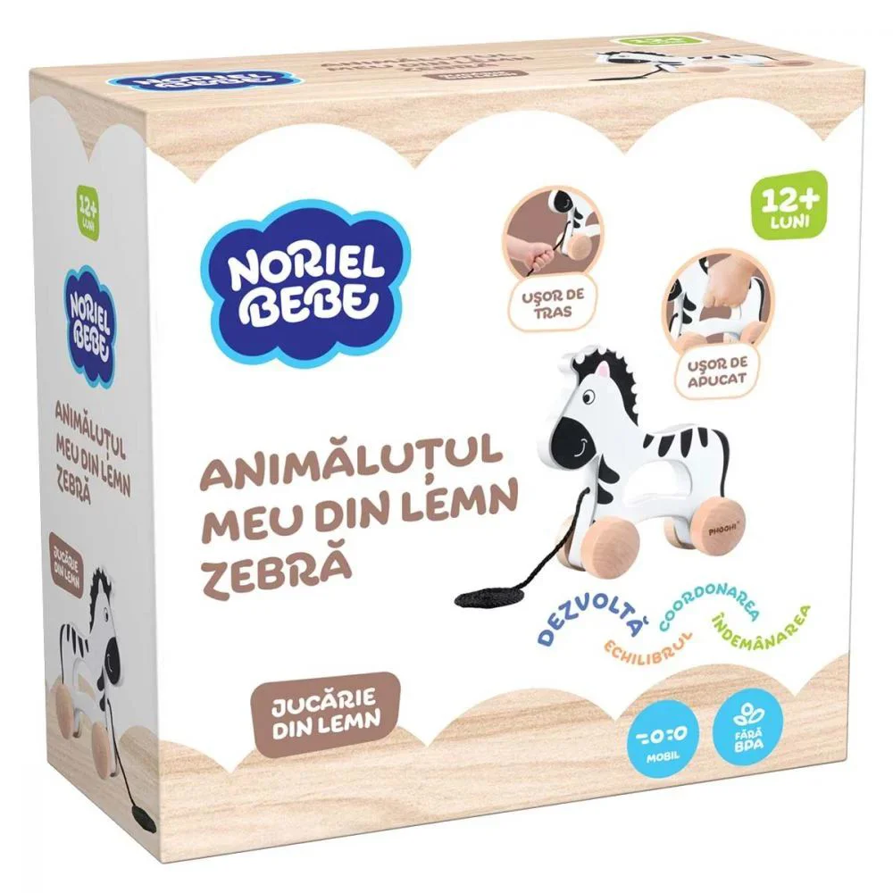 Jucarie din lemn Noriel Bebe Animalutul meu Zebra