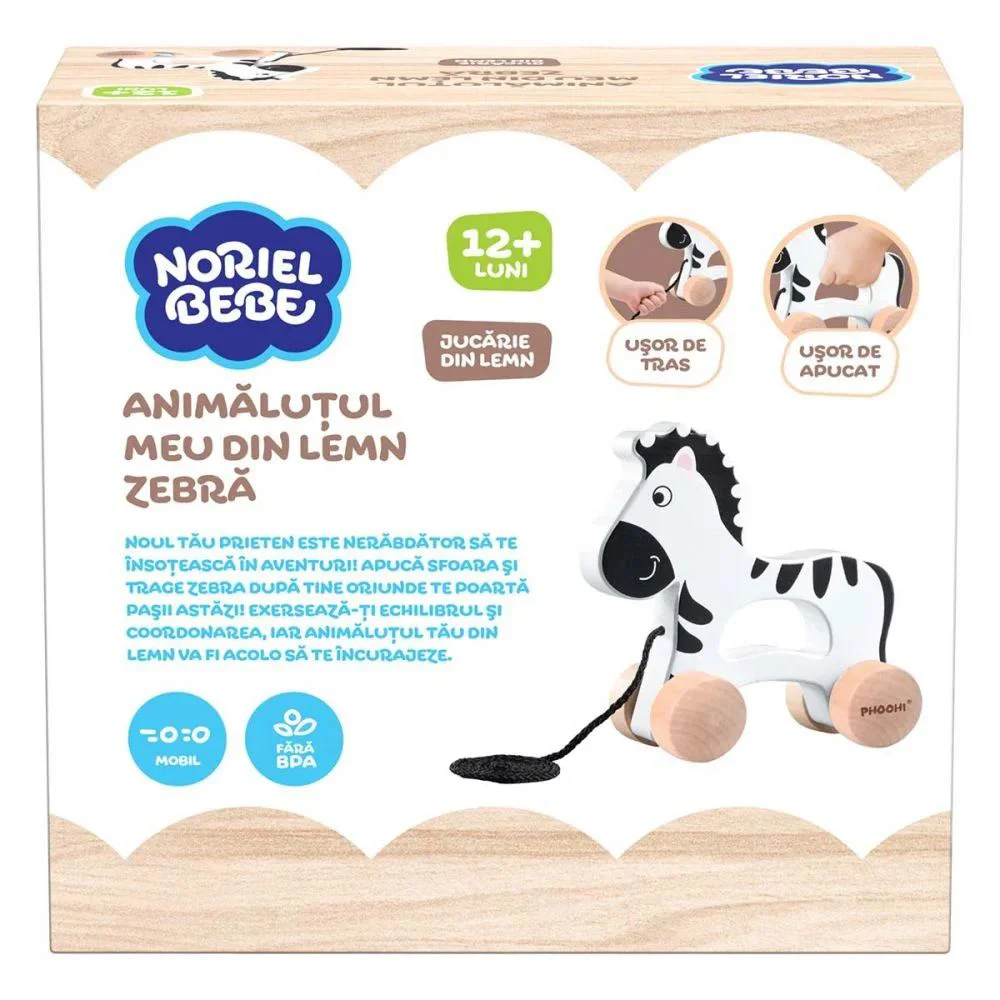 Jucarie din lemn Noriel Bebe Animalutul meu Zebra foto