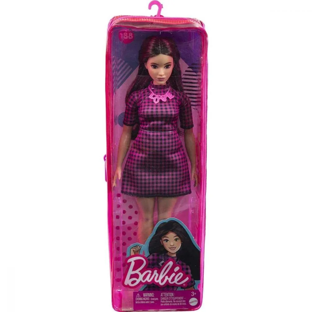 Papusa Barbie Fashionista, Rochie cu carouri