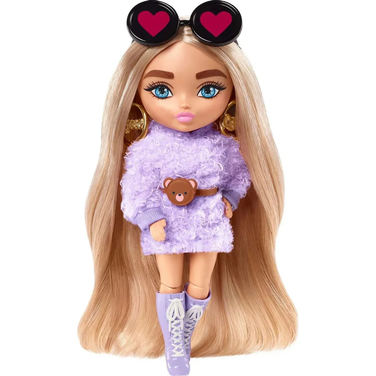 Кукла Barbie Мини Blonde Pigtails Purple Hoodie foto