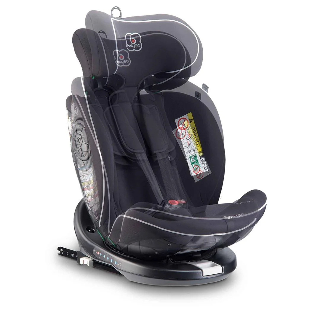 Scaun auto rotativ cu isofix BabyGo Nova 2 Black, 40-150 cm, certificat R129