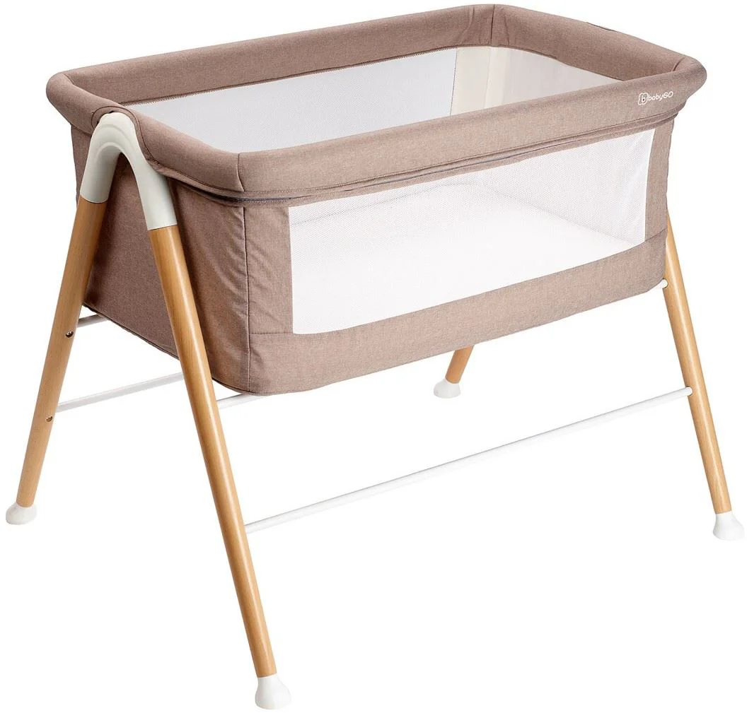 Patut cu cadru din lemn BabyGo Goodnight Beige