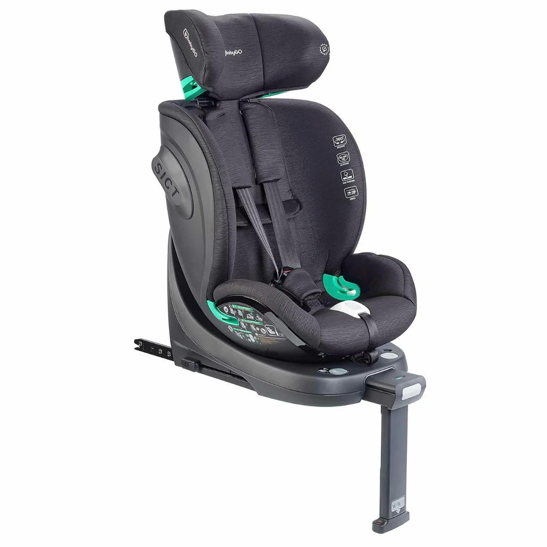 Scaun auto rotativ cu isofix BabyGo Prime Black, 40-150 cm, certificat R129