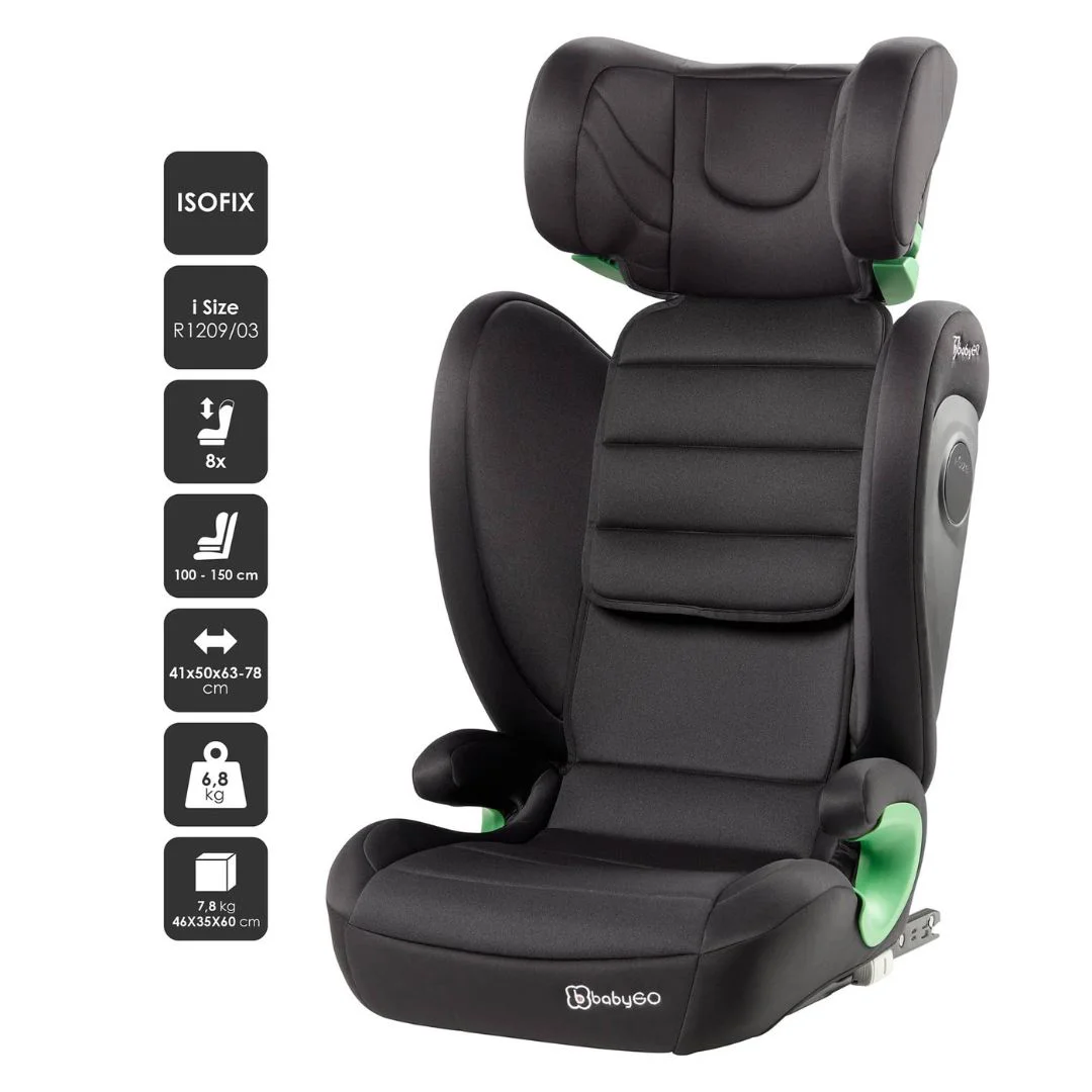 Scaun auto i-Size BabyGo SafeChild Black, 100-150 cm, certificat R129