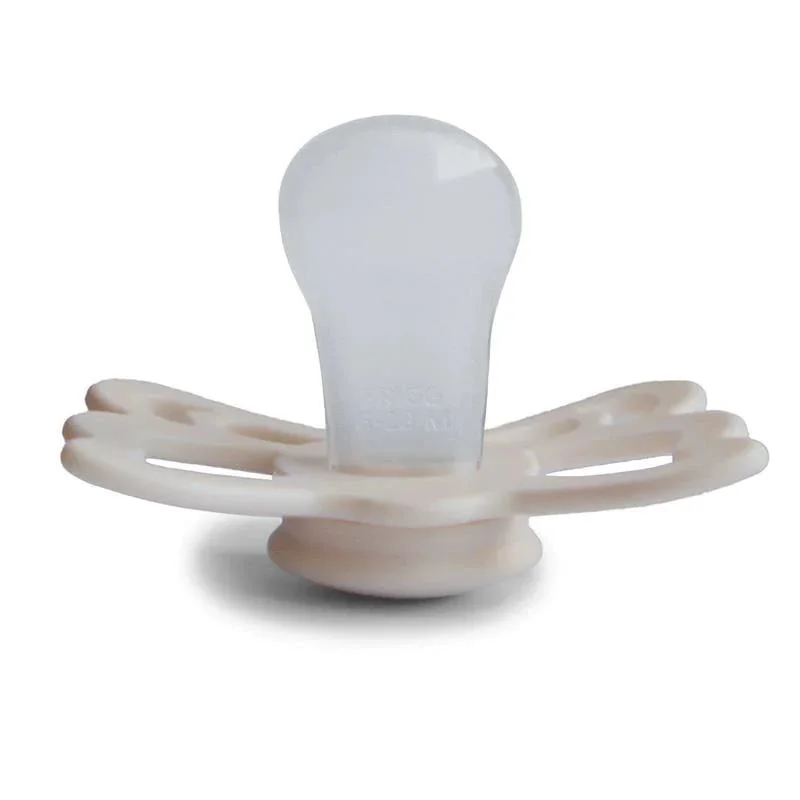 Set suzete anatomice din silicon Frigg Butterfly Cream - Sage (0-6 luni), 2 buc.