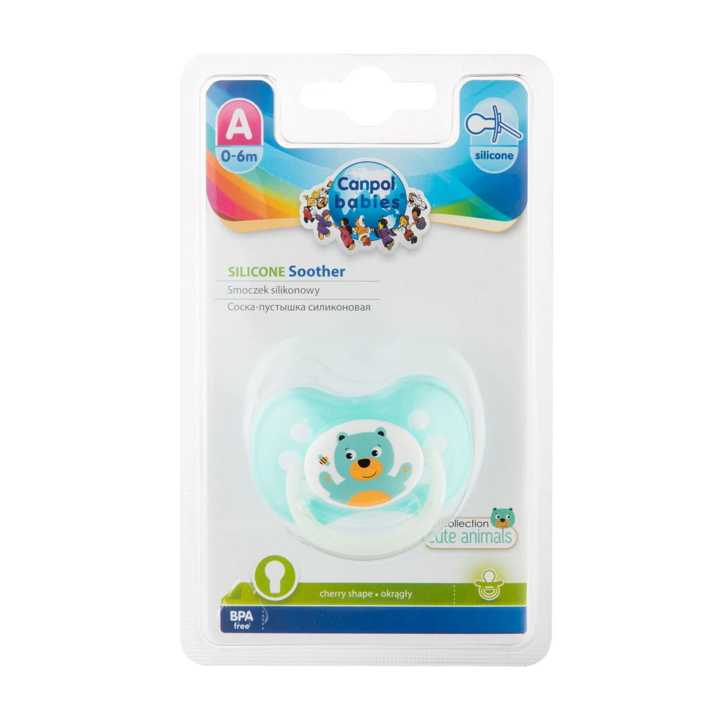 Suzeta rotunda Canpol Animalute din silicon (0-6 luni)