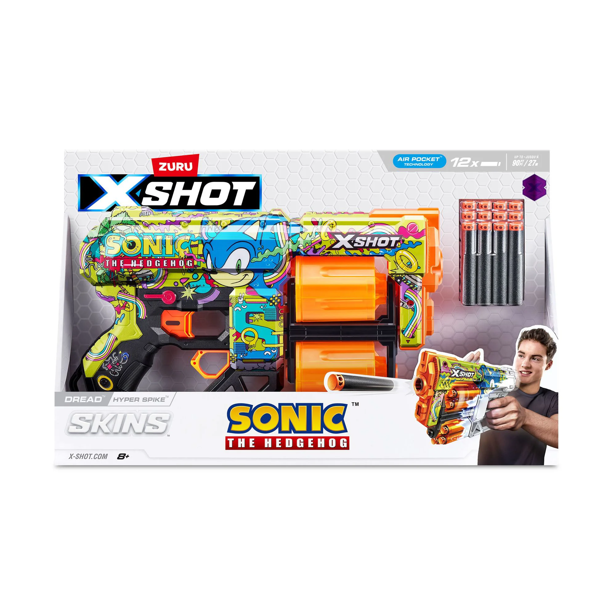 Blaster X-Shot Skins Dread, Sonic, Hyper Spike, 12 cartuse