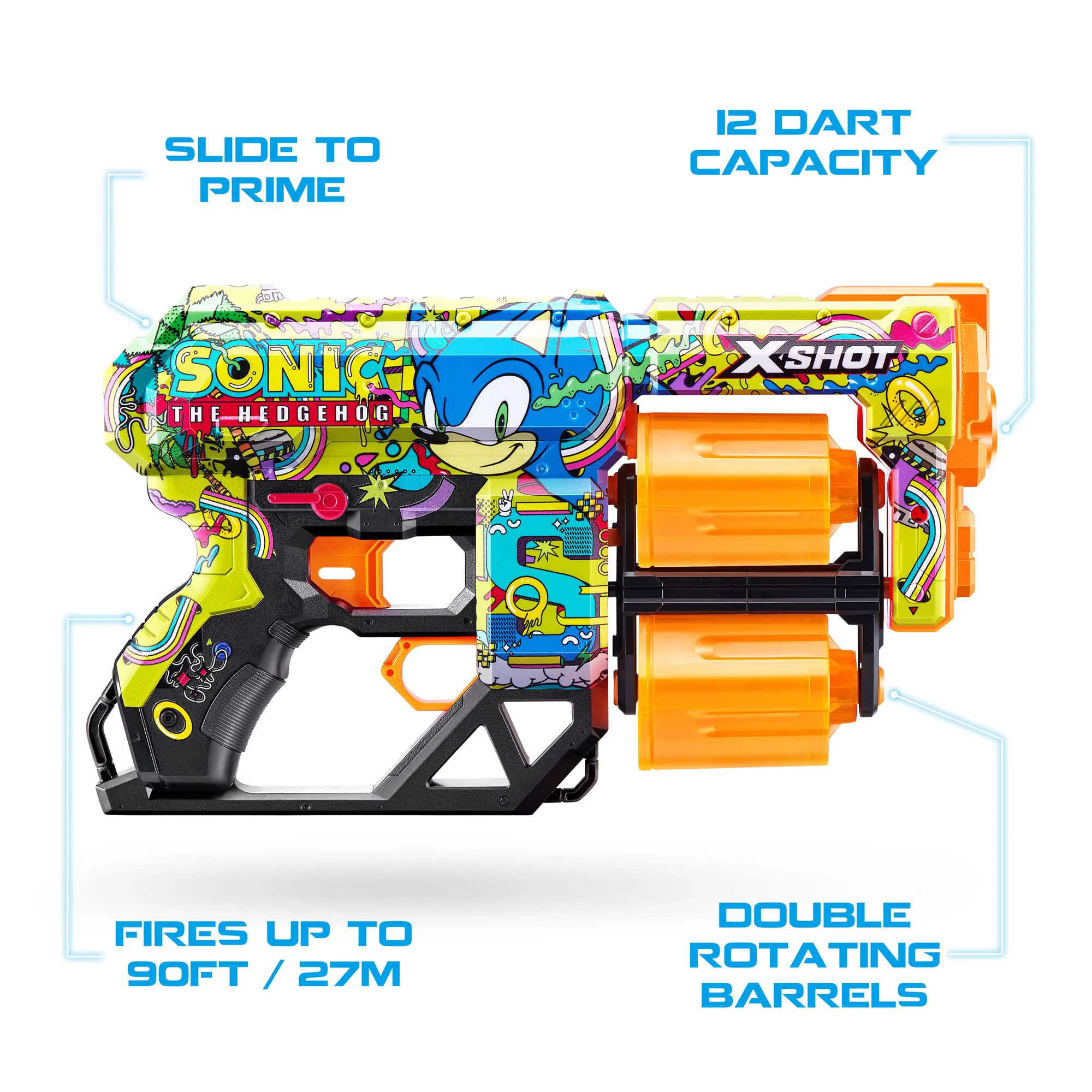 Blaster X-Shot Skins Dread, Sonic, Hyper Spike, 12 cartuse