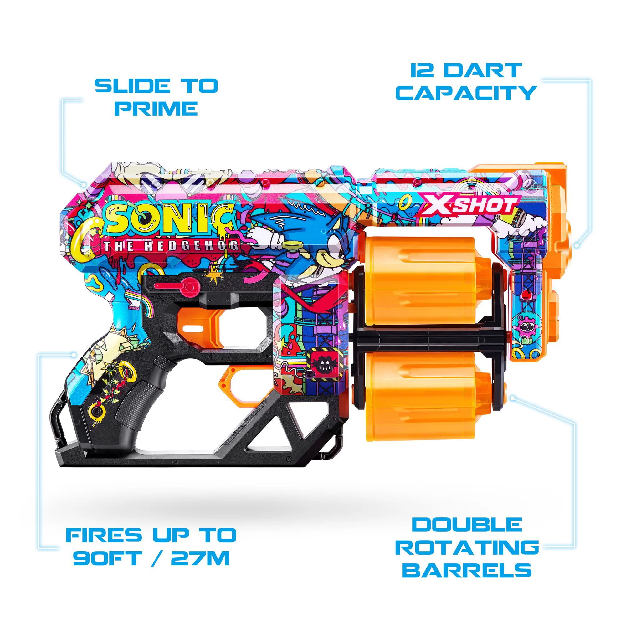 Blaster X-Shot Skins Dread, Sonic, Robotnik, 12 cartuse