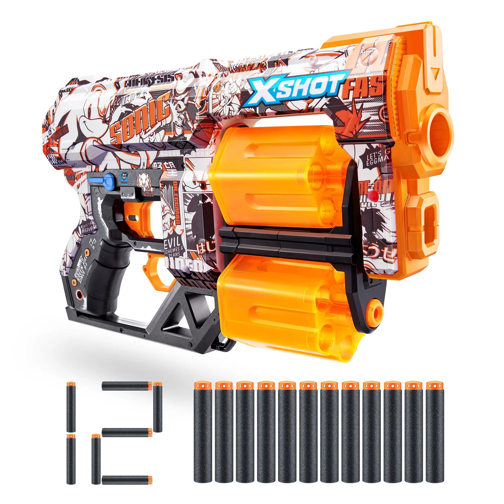 Бластер X-Shot Skins Dread, Sonic, Retro, 12 патроны