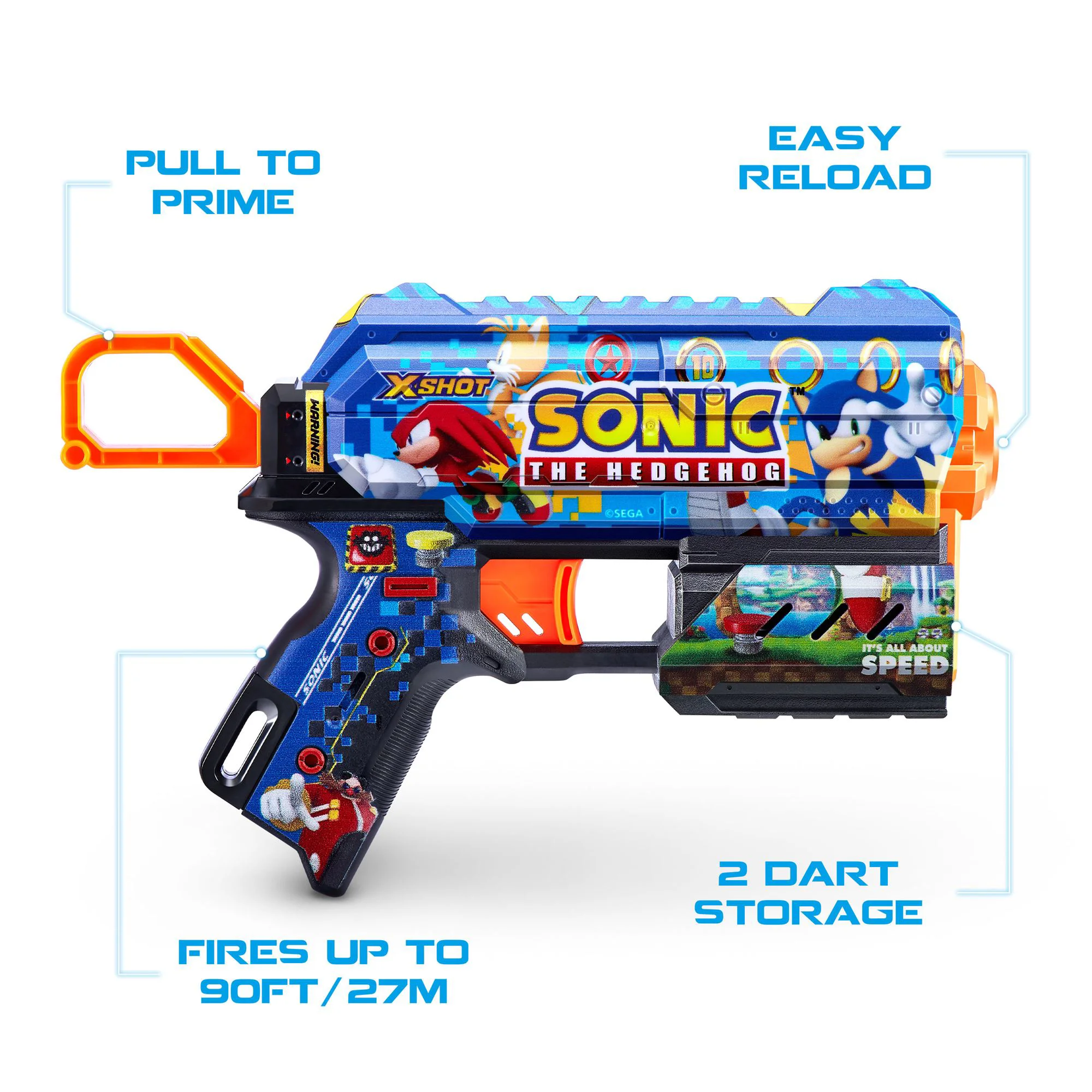 Pistol Zuru X-Shot Skins Flux, Sonic, Mega, 8 cartuse