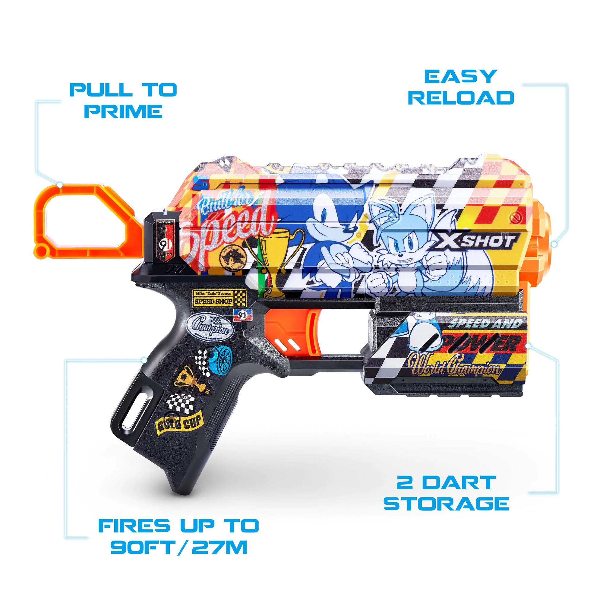 Pistol Zuru X-Shot Skins Flux, Sonic, Super Speed, 8 cartuse