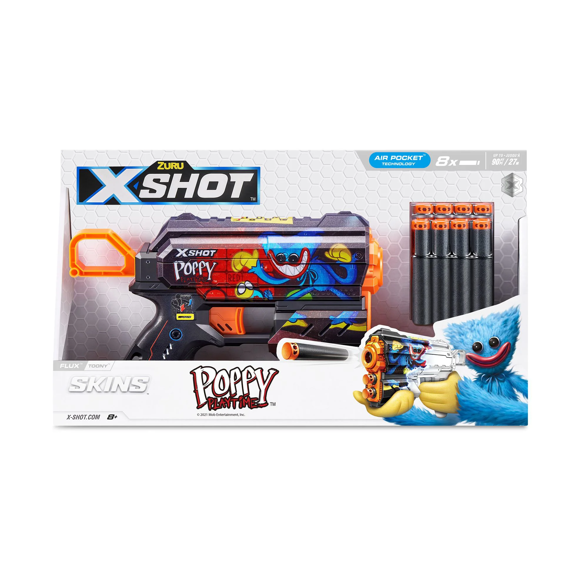 Пистолет Zuru X-Shot Skins Flux, Poppy Playtime, Toony  8 патроны