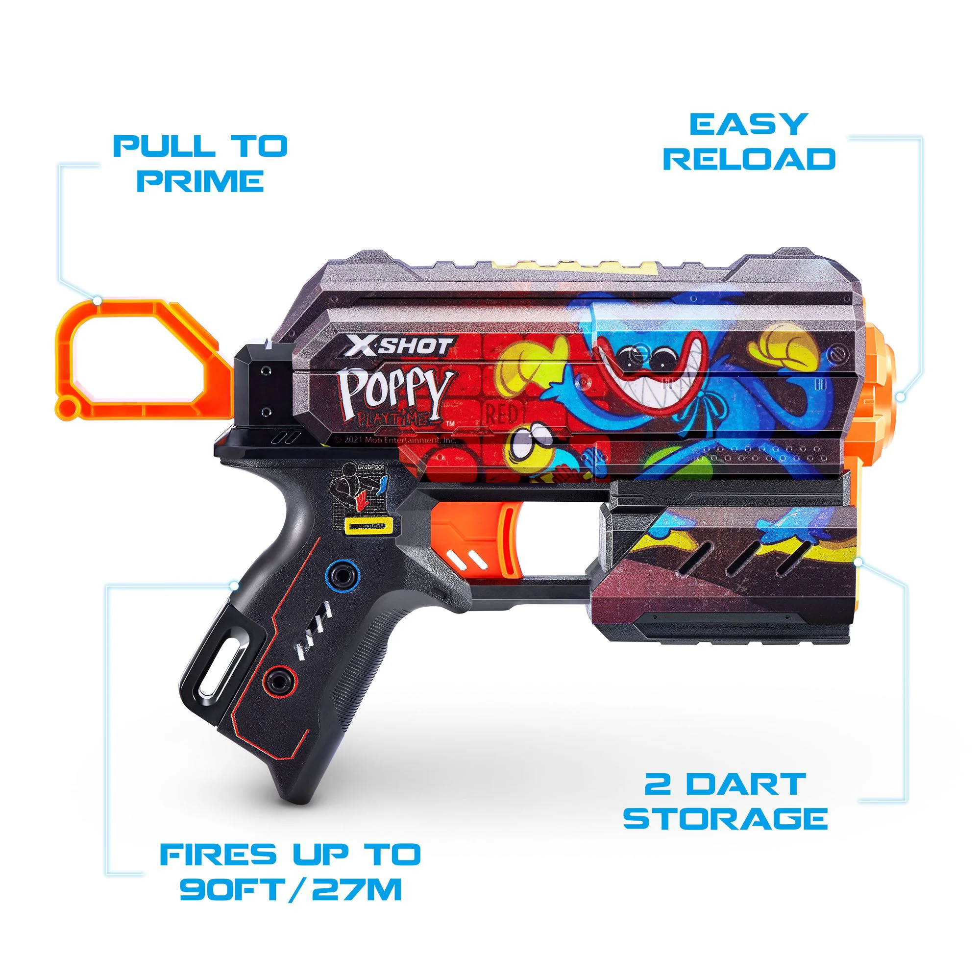 Пистолет Zuru X-Shot Skins Flux, Poppy Playtime, Toony  8 патроны