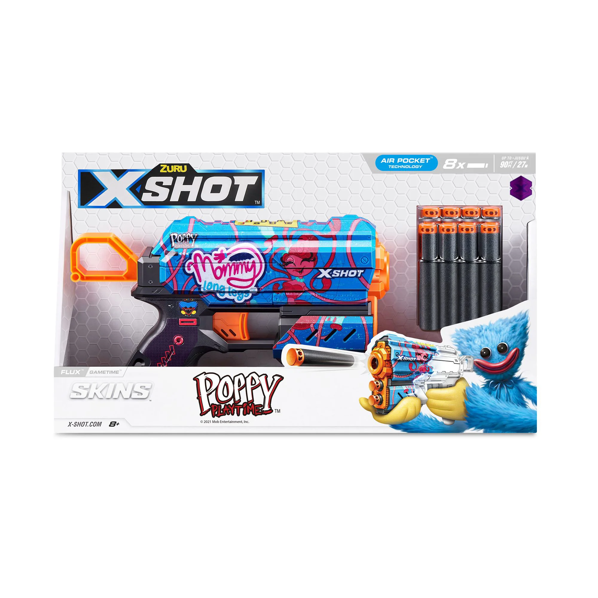 Pistol Zuru X-Shot Skins Flux, Poppy Playtime, Gametime 8 cartuse