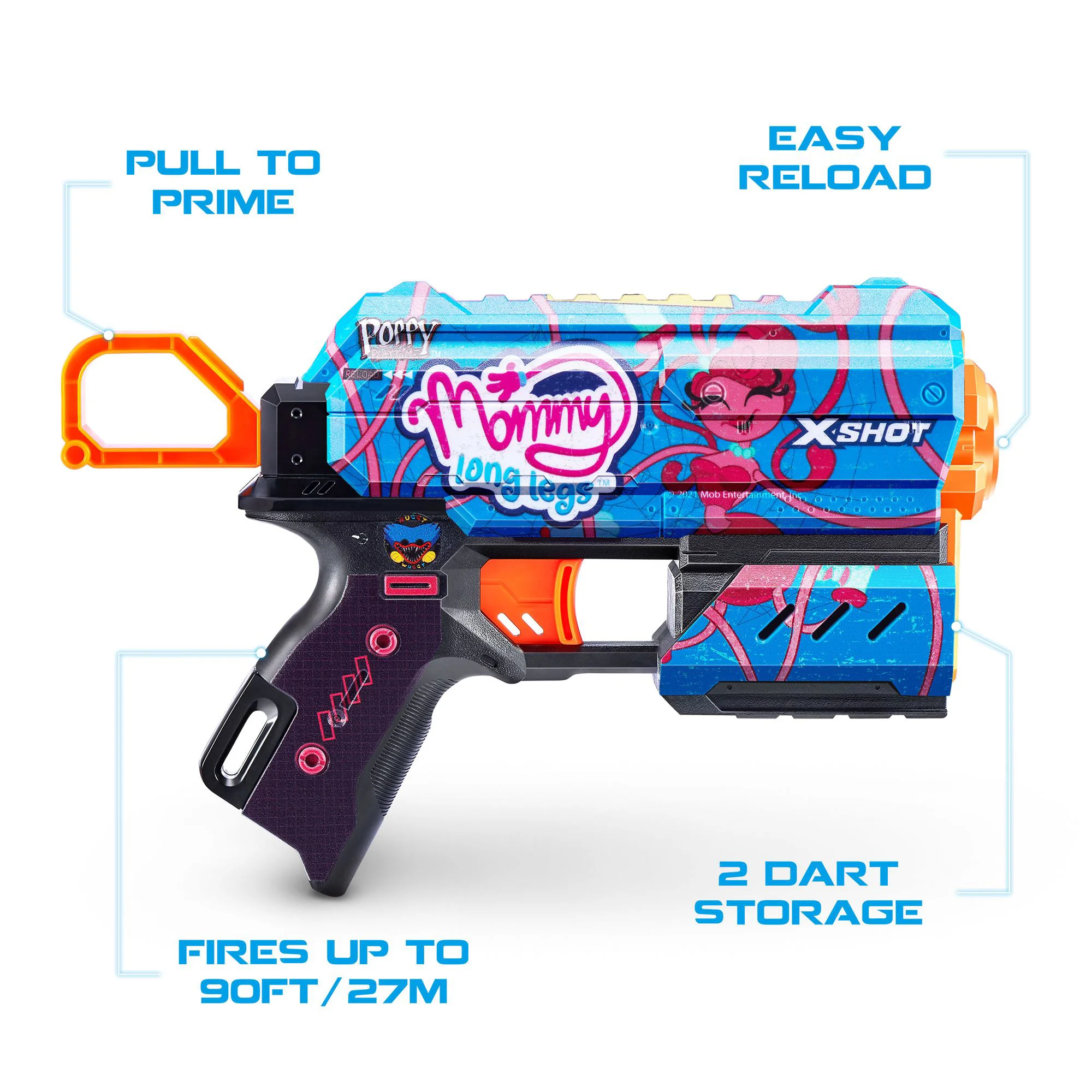 Pistol Zuru X-Shot Skins Flux, Poppy Playtime, Gametime 8 cartuse