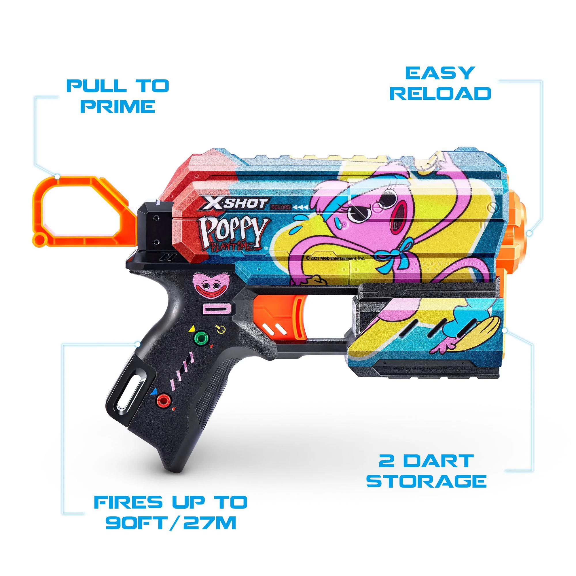 Jucarie Pistol X-Shot Skins Flux, Poppy Playtime Kissy 8 cartuse