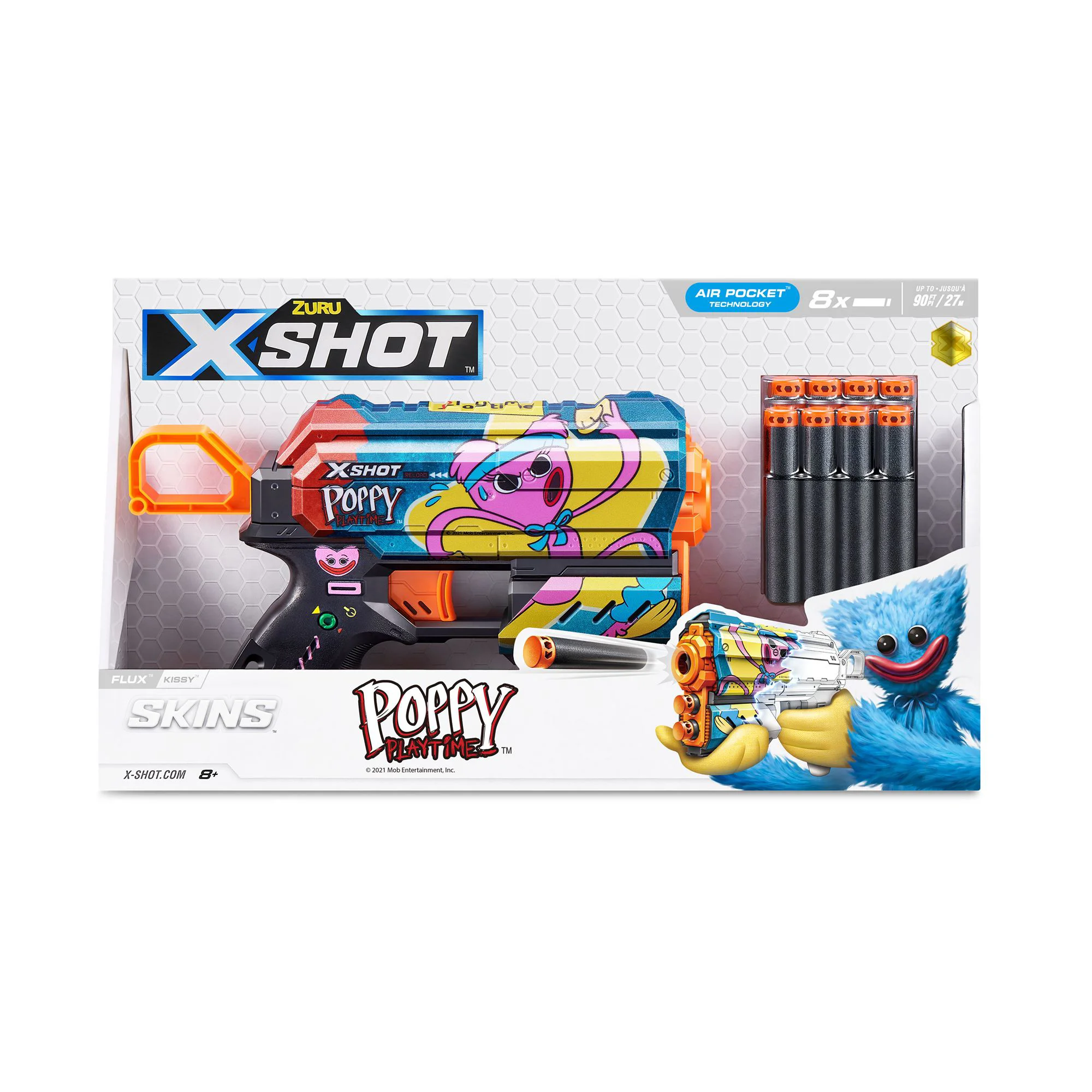 Jucarie Pistol X-Shot Skins Flux, Poppy Playtime Kissy 8 cartuse