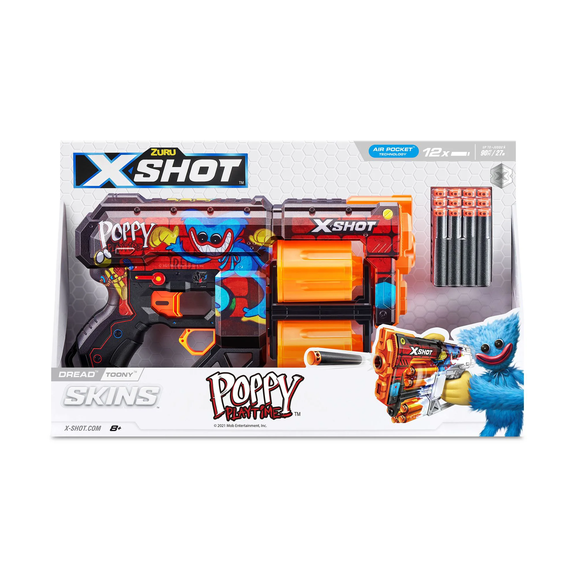 Пистолет X-Shot Skins Dread Poppy Playtime-Toony, 12 патроны