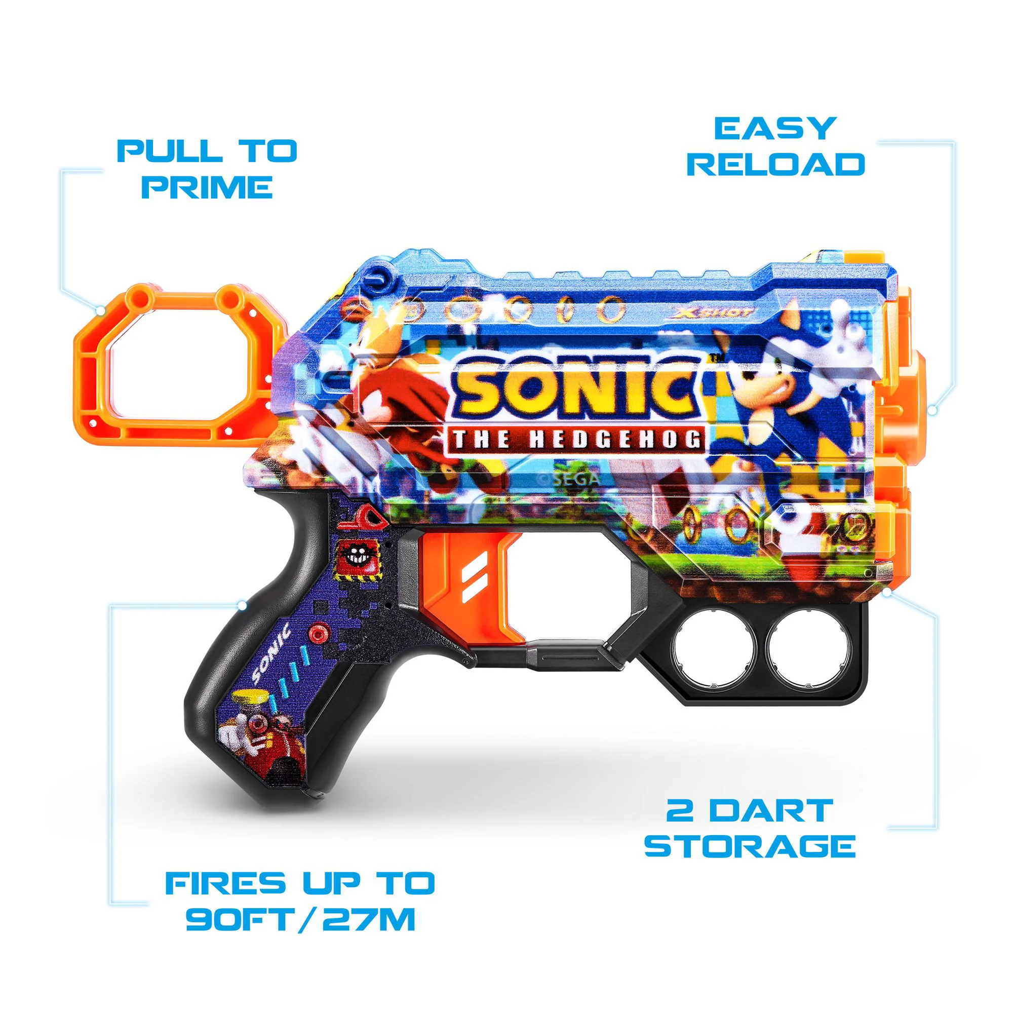 Pistol Zuru X-Shot Skins Menace, Sonic, Mega, 8 cartuse