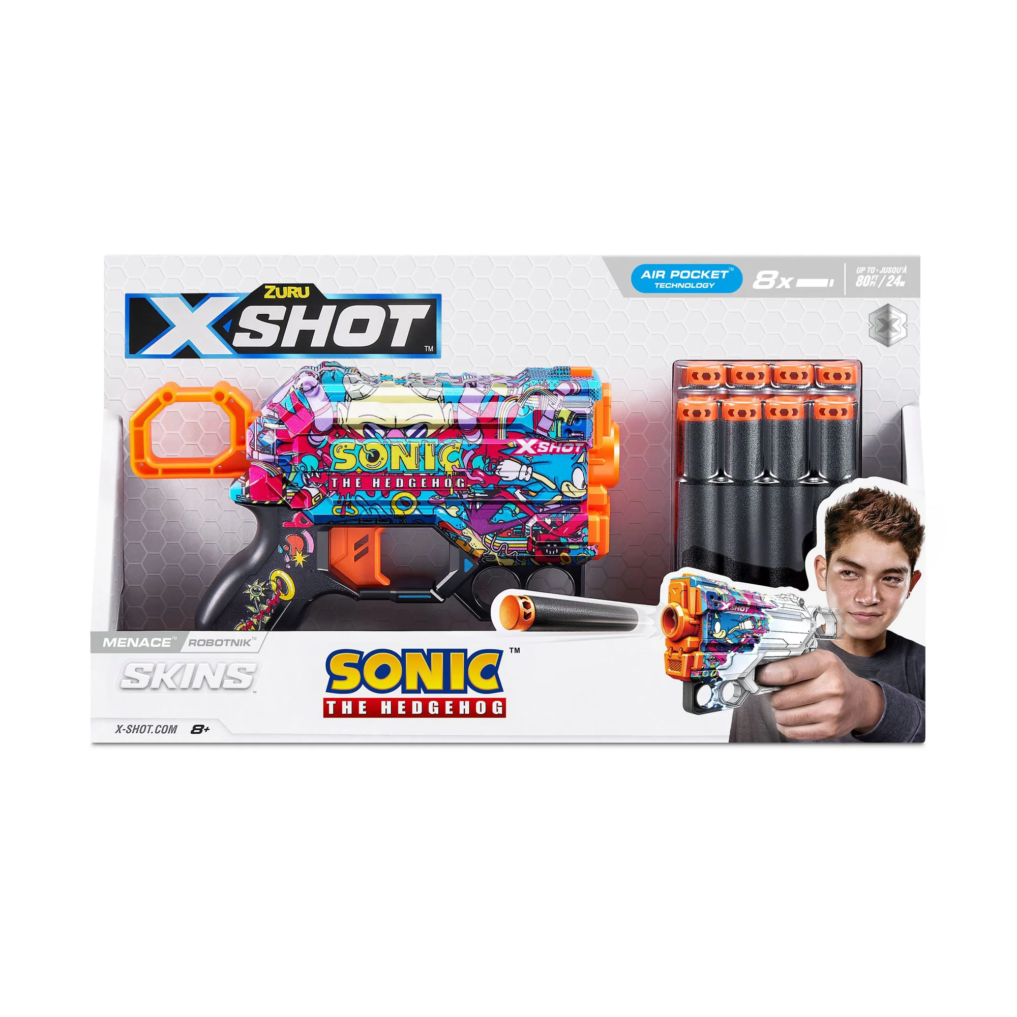Пистолет X-Shot Skins Menace, Sonic, Robotnik, 8 патроны