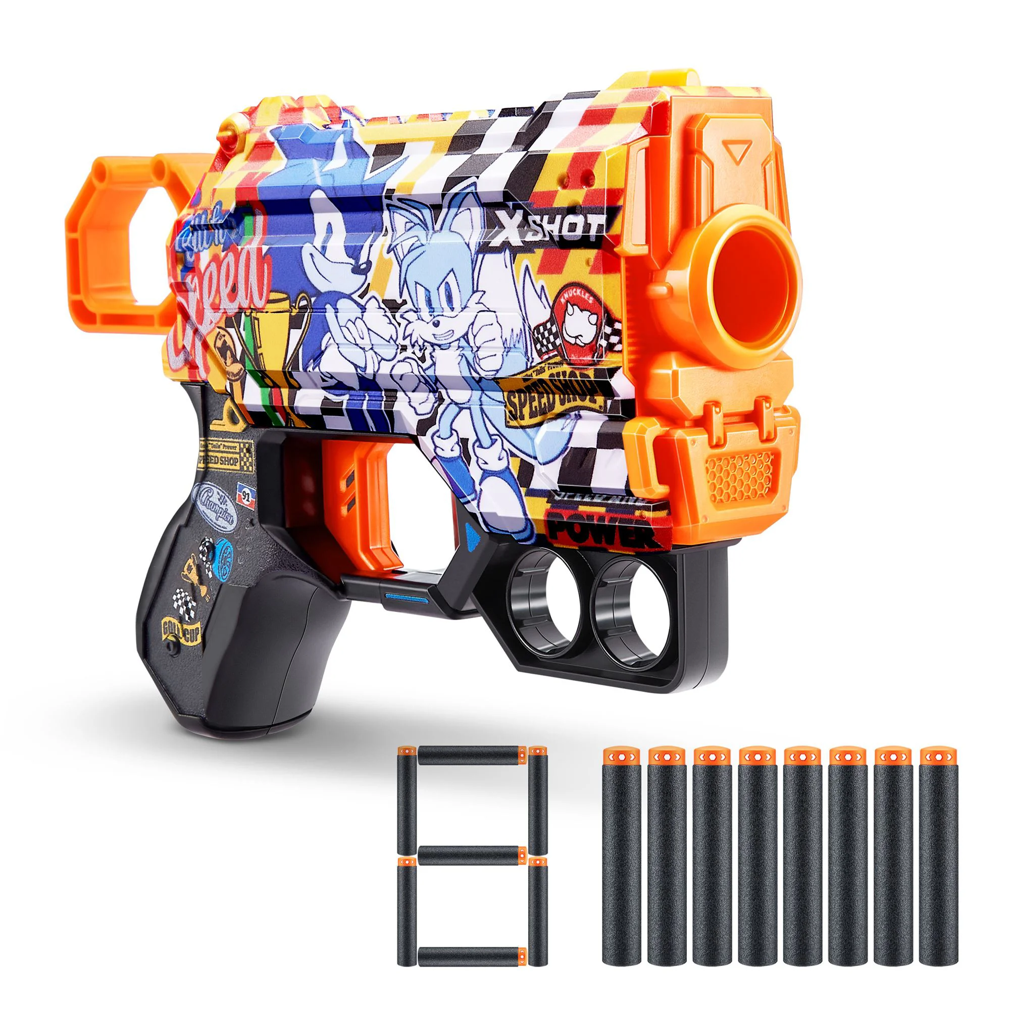 Pistol Zuru X-Shot Skins Menace, Sonic, Super Speed, 8 cartuse