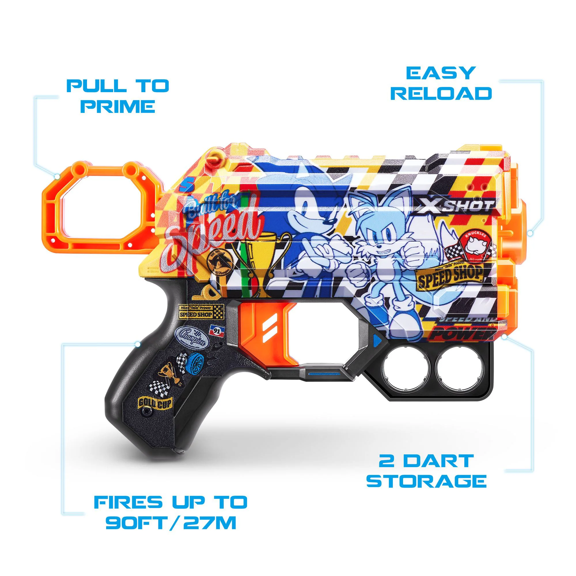 Pistol Zuru X-Shot Skins Menace, Sonic, Super Speed, 8 cartuse