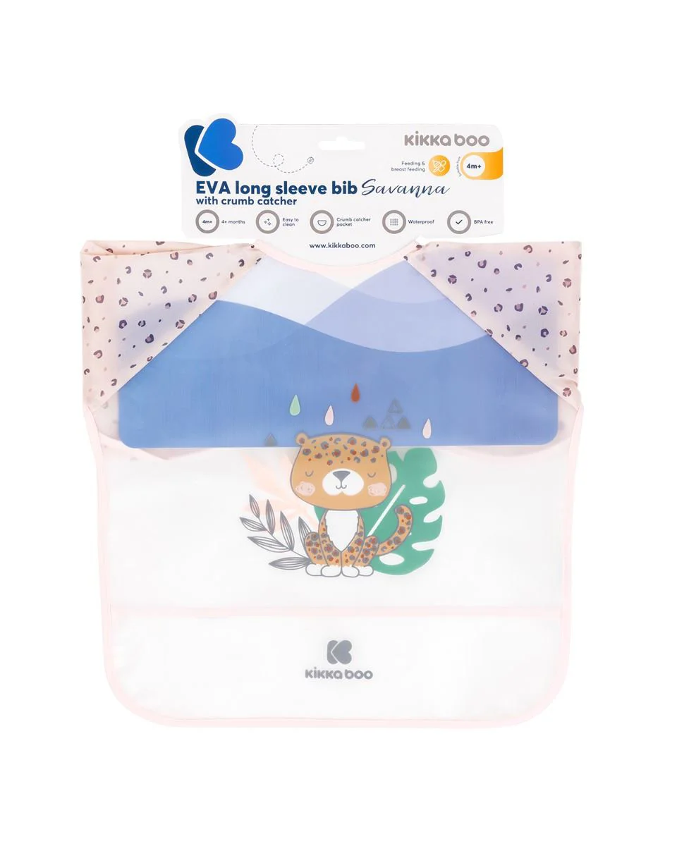 Baveta impermeabila cu maneci lungi KikkaBoo Savanna Pink foto