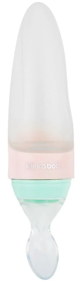 Biberon din silicon cu lingura KikkaBoo Comet Pink, 90 ml