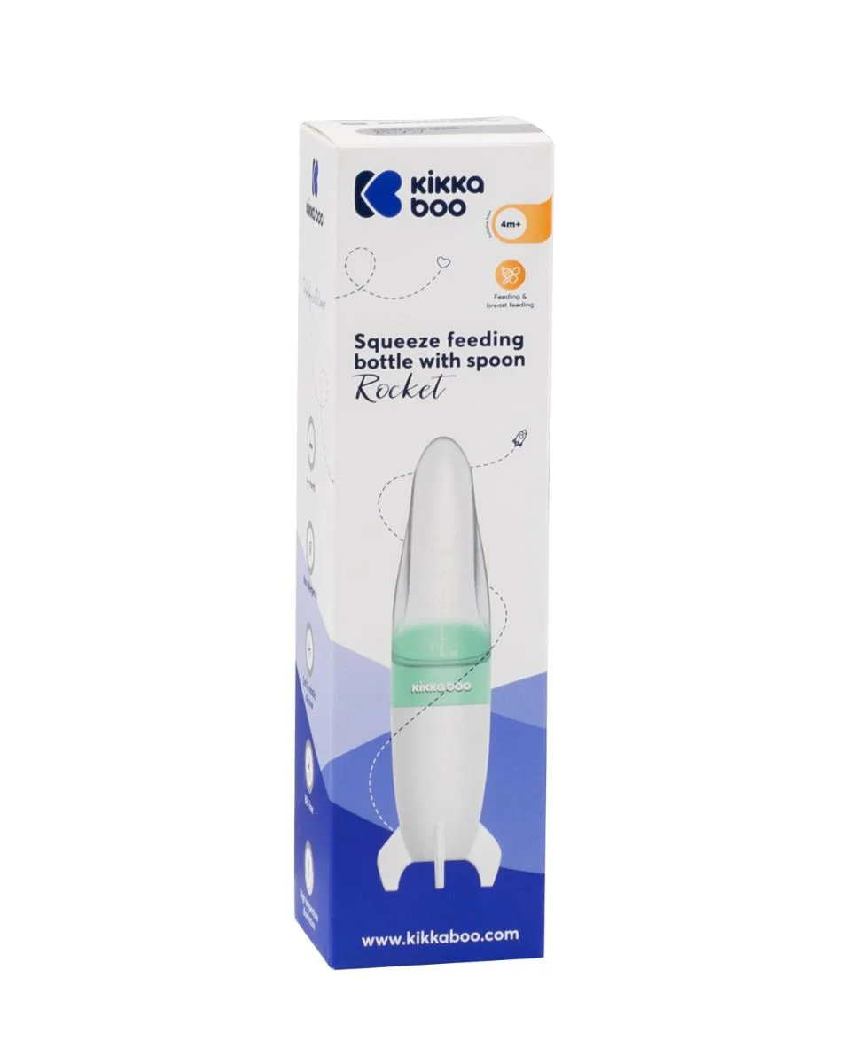 Силиконовая детская бутылочка с ложечкой KikkaBoo Rocket Mint, 90 мл