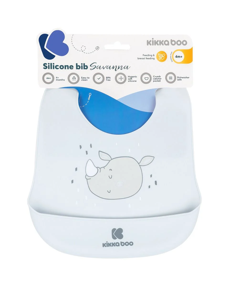 Baveta din silicon KikkaBoo Savanna Blue foto