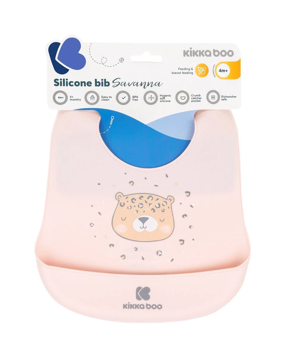 Baveta din silicon KikkaBoo Savanna Pink foto