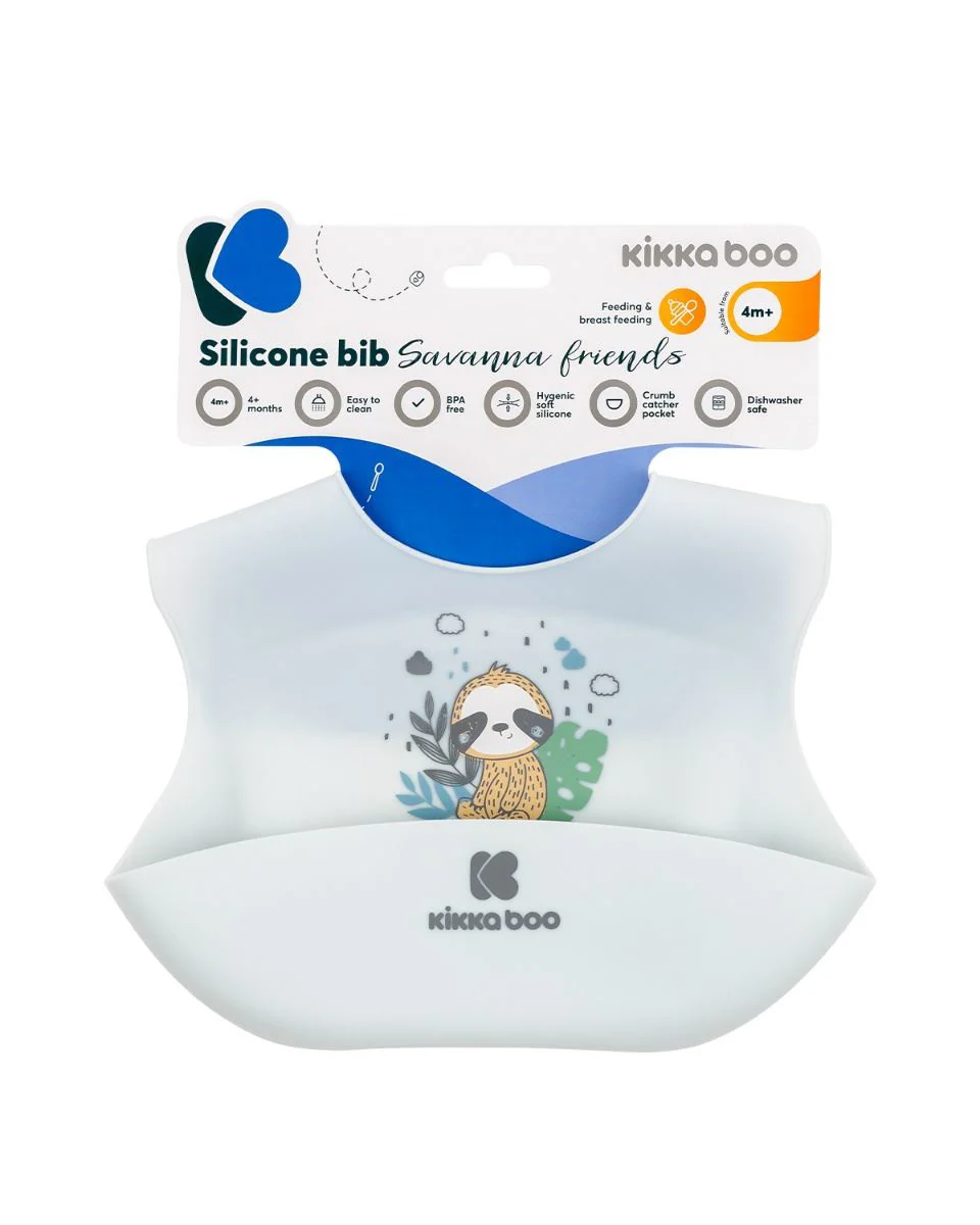 Силиконовый нагрудник KikkaBoo Savanna Friends Blue foto