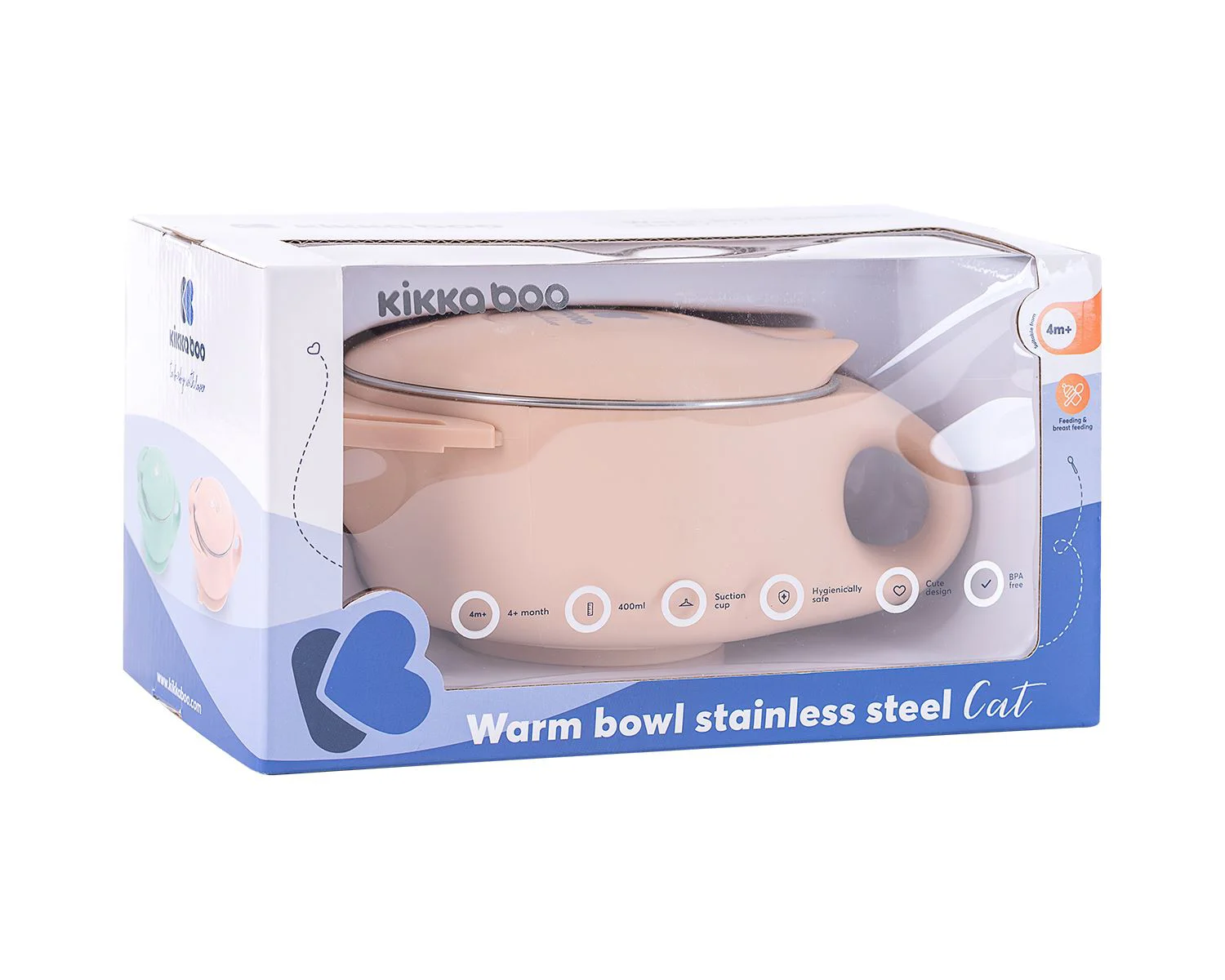 Bol termoizolant din inox KikkaBoo Cat Pink, 400 ml foto