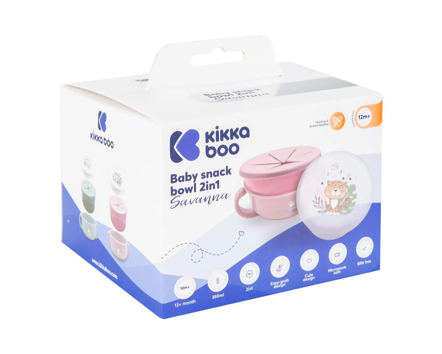 Cana pentru gustari 2 in 1 KikkaBoo Savanna Pink foto