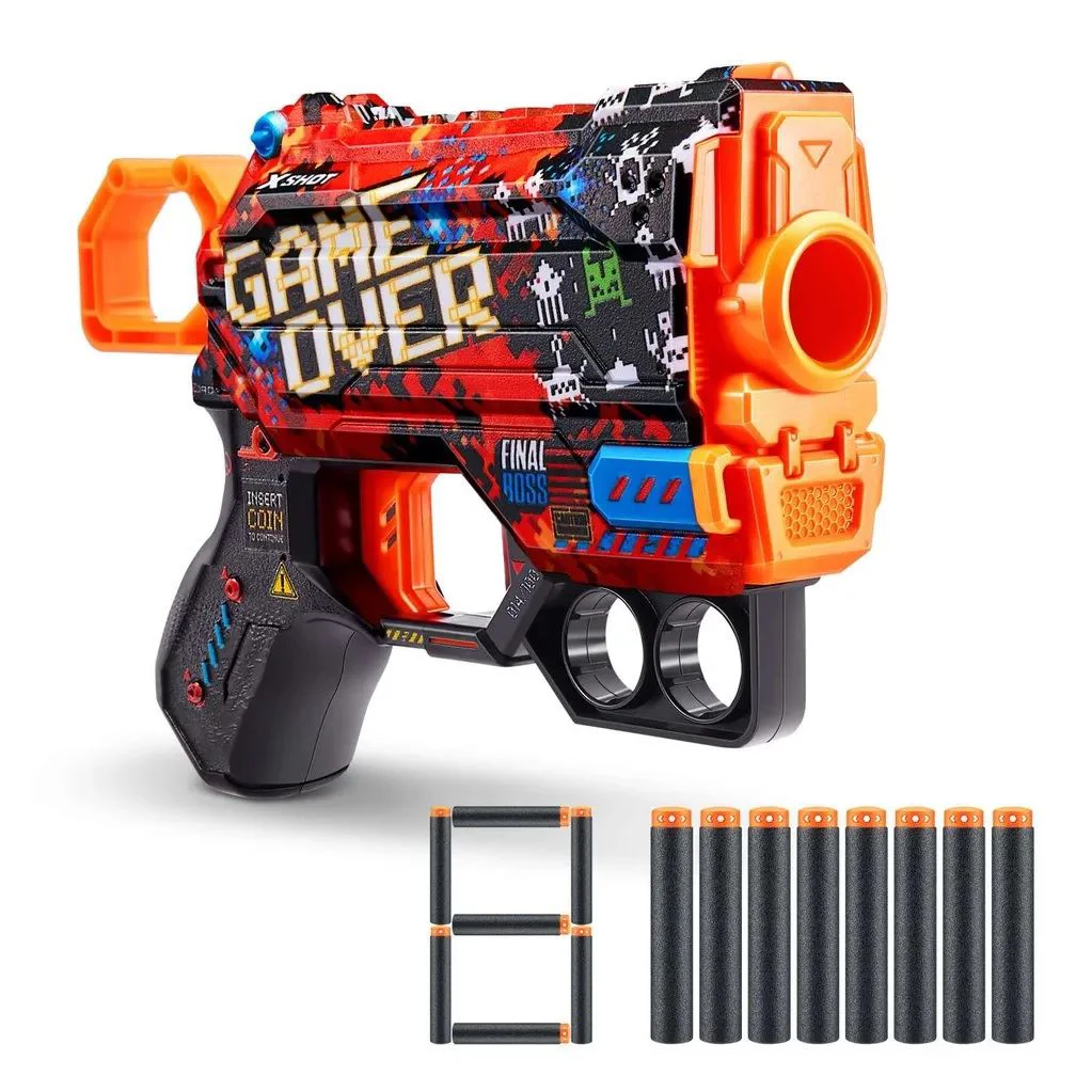 Blaster Zuru X-shot Skins Menace Game Over 8 cartuse