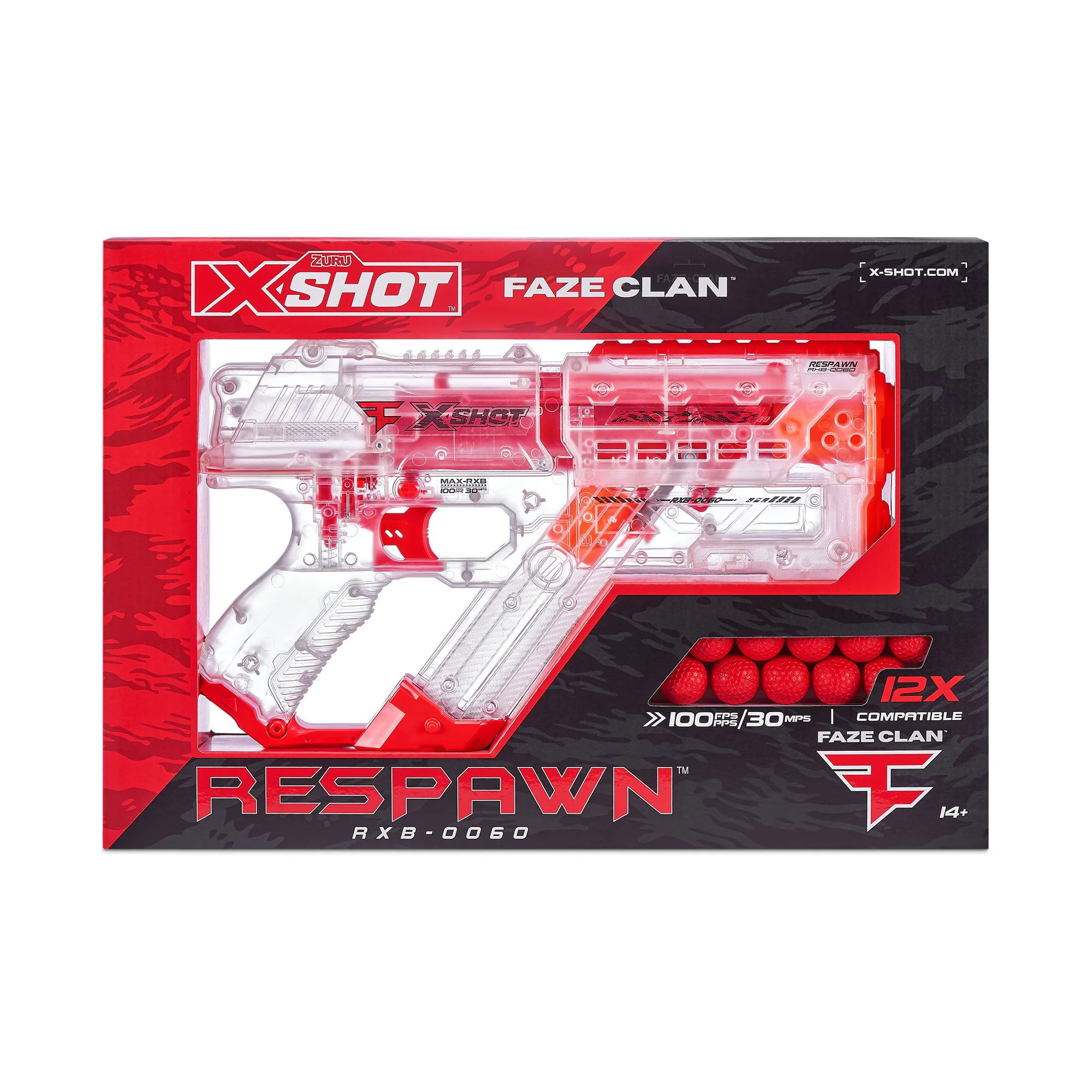 Jucarie Pistol Zurur X-Shot Chaos Faze Respawn, 12 proiectile sferice